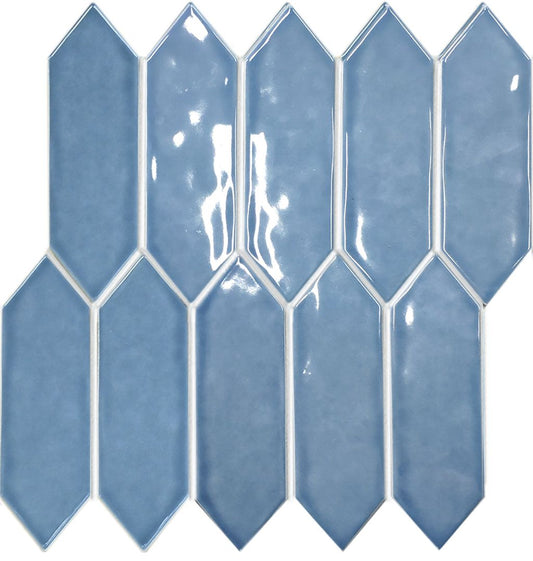 PGAH-5517 DENIM BLUE GLOSS ARROW RIPPLE Q4-P44 TILES