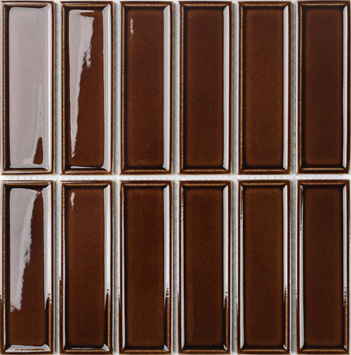 45X145 FRAMED RICH BROWN GLOSS MOSAIC D9-P217