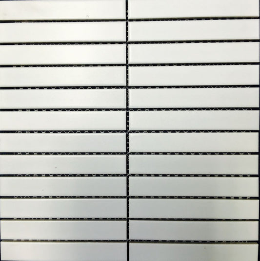 Kit Kat Mosaic Tile Sheets 296x300 Matt White Porcelain Q2-P38