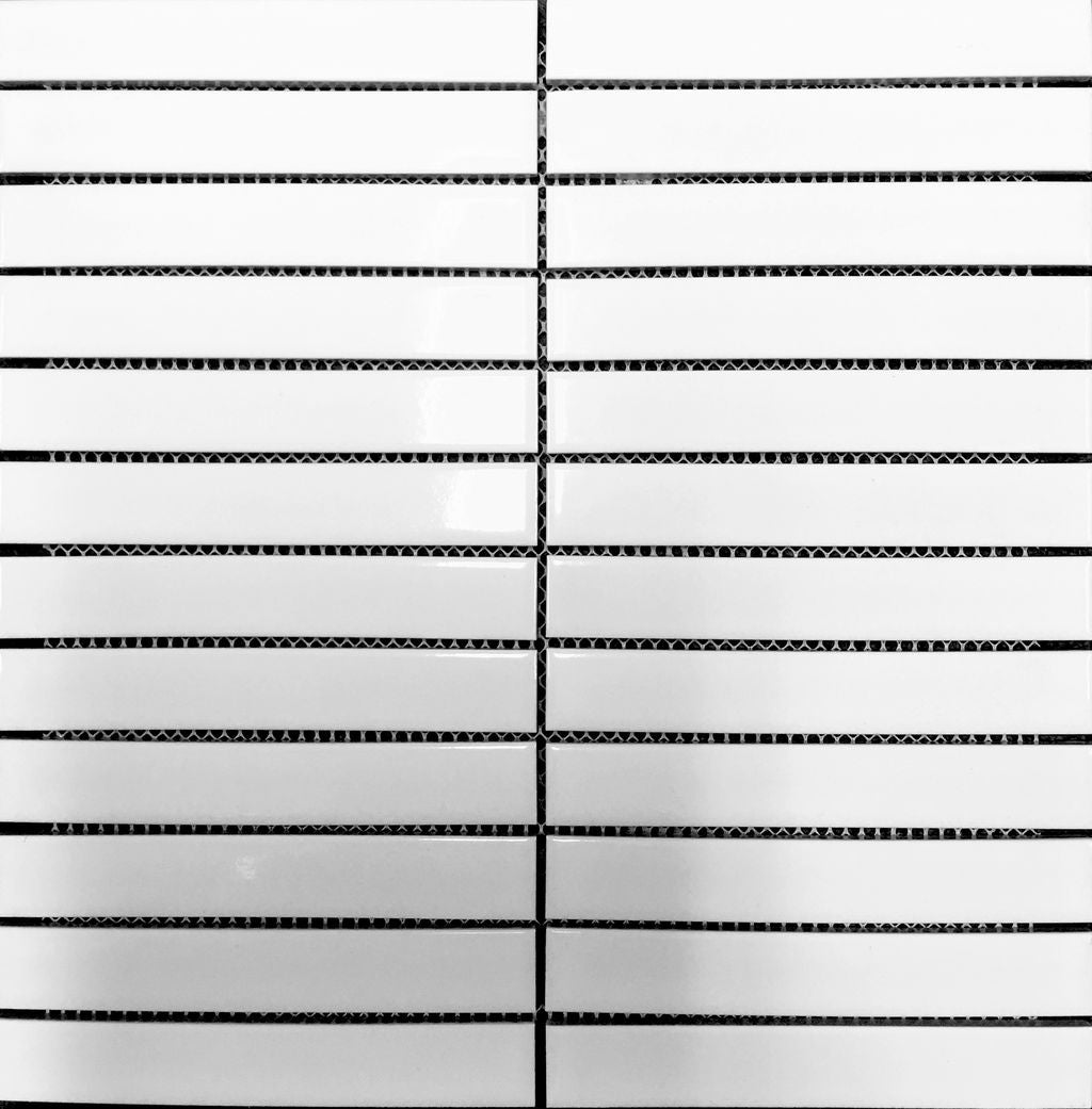 Kit Kat Mosaic Tile Sheets 296x300 Gloss White Porcelain Q1-P39