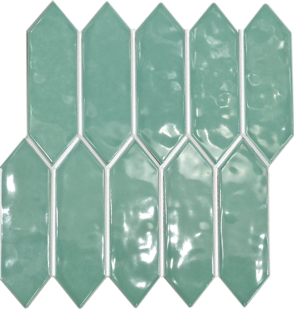 PGAH-5514 MEDIUM GREEN GLOSS ARROW RIPPLE Q2-P45 TILES