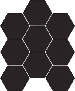 Black hexagonal mosaic tiles