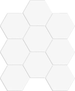 White hexagonal mosaic tiles