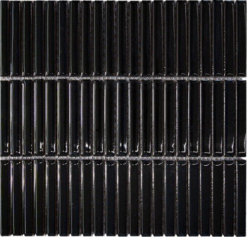 ZEST porcelain black gloss mosaic finger tiles