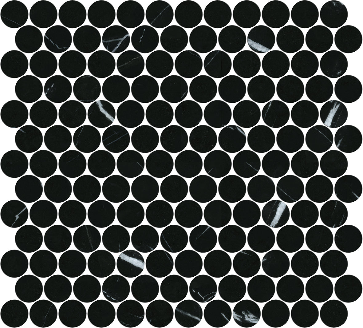 ARTEMIS NERO MARQUINA PENNY ROUND HONED 23X23 K8-P690 TILES