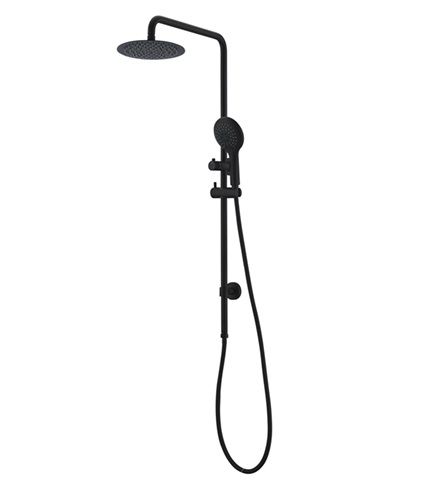 Twin Shower On Rail Round Black