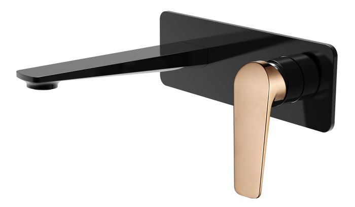 Zevio Wall Basin Mixer Matte Black Rose Gold