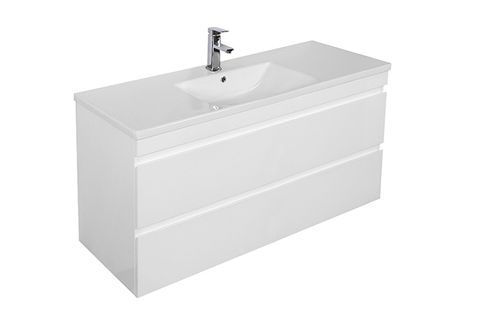 900 Wall Hung Cabinet Gloss White Drawer