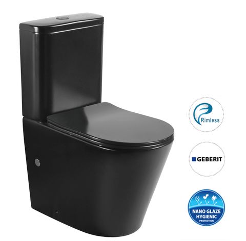 Oasis Rimless Toilet Suite Geberit Black
