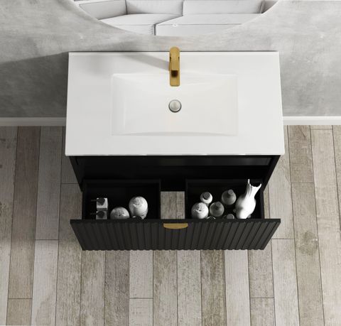 Marlo 600mm Wall Hung Matte Black Cabinet
