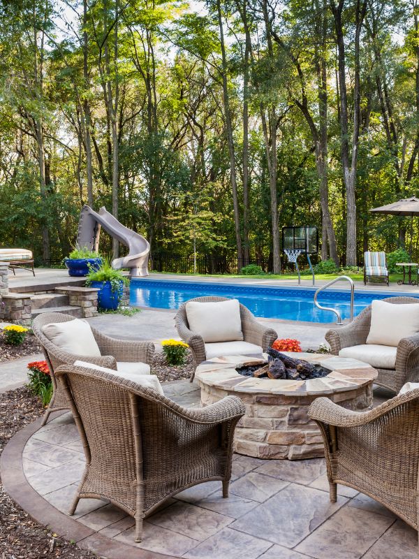 Outdoor tiles in patio pool area