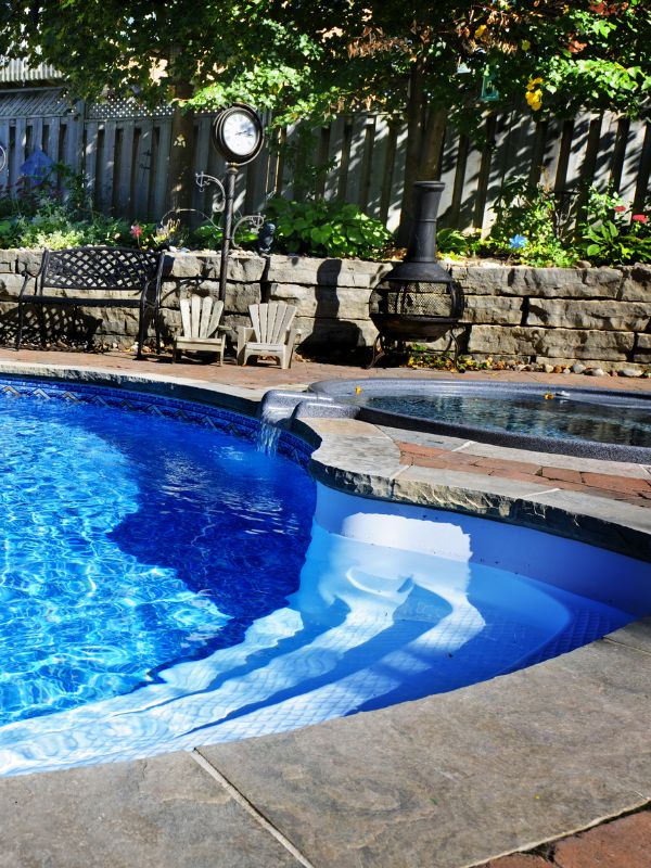 Non-slip pool tiles in swimming pool