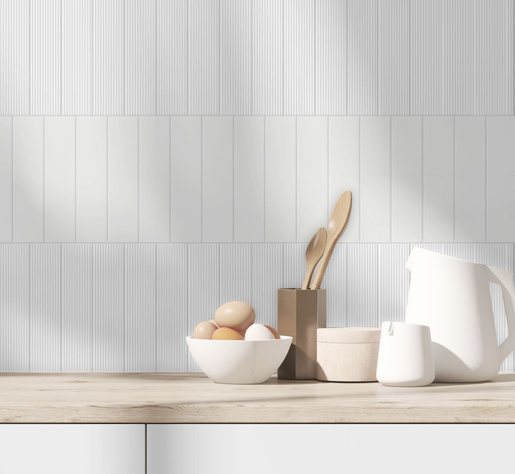 White ceramic wall tiles subway