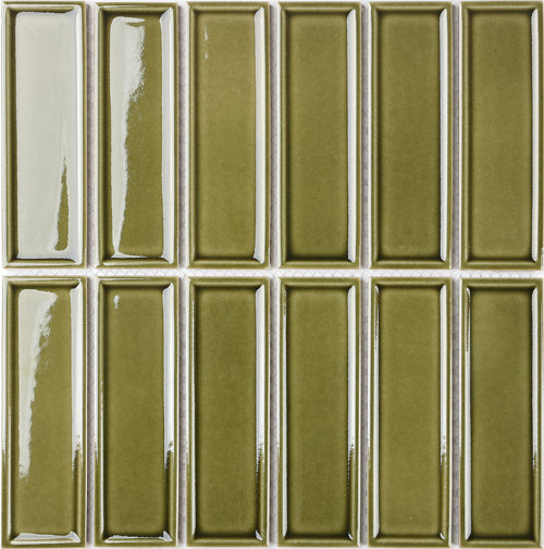 45X145 FRAMED OLIVE GLOSS MOSAIC D8-P217