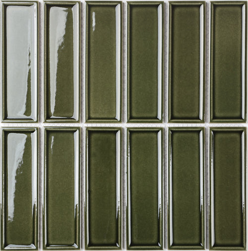 45X145 FRAMED DARK OLIVE GLOSS MOSAIC D2-P217