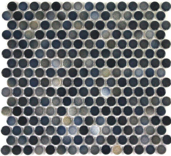 Penny Round Mosaic Tiles | 19mm |Gloss Mottled Tile – ABC Rosebery Tiles