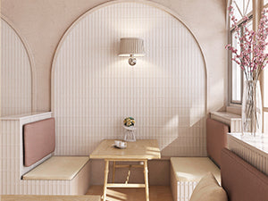 45X145 FRAMED LIGHT PUTTY GLOSS MOSAIC D5-P217