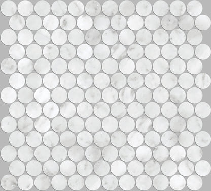 ARTEMIS CARRARA WHITE PENNY ROUND HONED 23X23 K7-P690 TILES