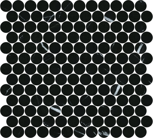 ARTEMIS NERO MARQUINA PENNY ROUND HONED 23X23 K8-P690 TILES