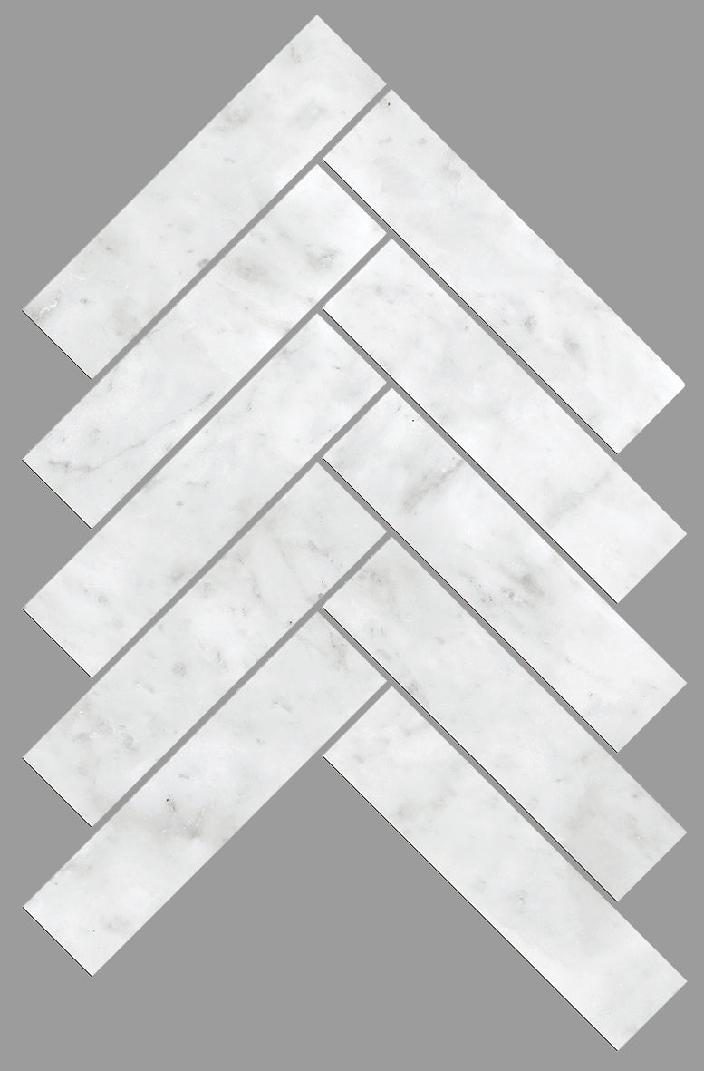 ARTEMIS CARRARA WHITE HERRINGBONE HONED 35X150 K1-P690 TILES