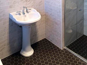 295X256 NEW DECO HEXAGON BLACK MATT MOSAIC TILES