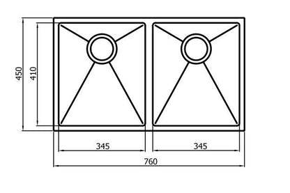 Arte Sink 76D 760x450x220