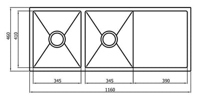 Zue Sink 116D 1160x460x220