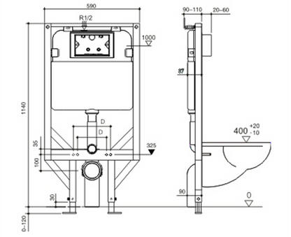 R&T Inwall Cistern Round Hung