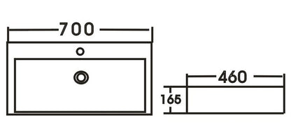 Wall Hung Basin Square 700x460x165