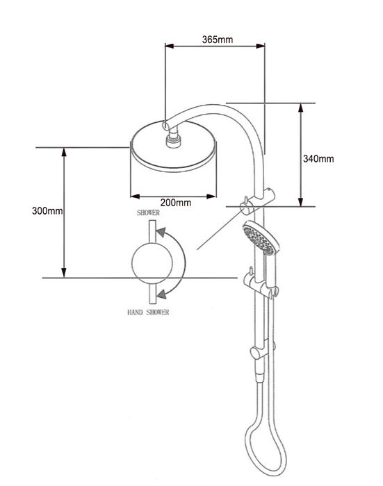 Twin Shower Top Inlet Round Black