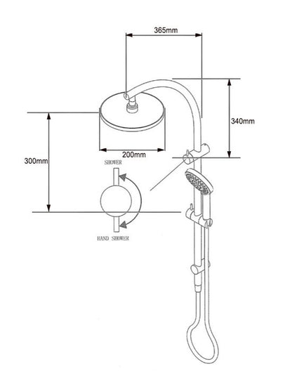 Twin Shower Top Inlet Round Black