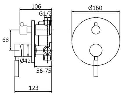 Pavia Wall Diverter Mixer Mb