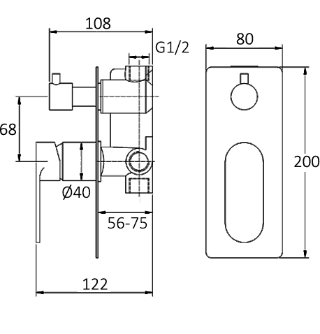 Vetto Diverter Mixer Chromerome