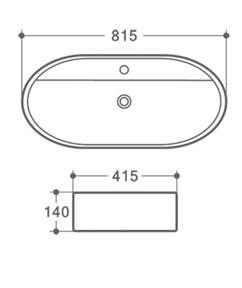 Basin Oval 1TH 815x415x140