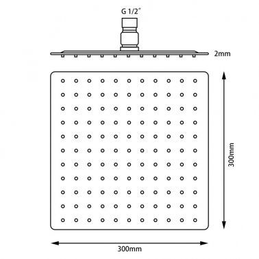 Stainless Showerhead Square 300 Black