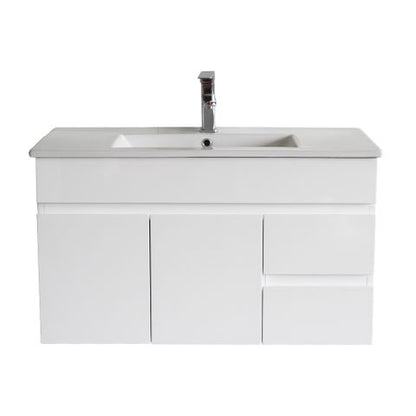 Pavia Cabinet Wall Hung with Ceramic Top - Right Hand Drawers 900x460