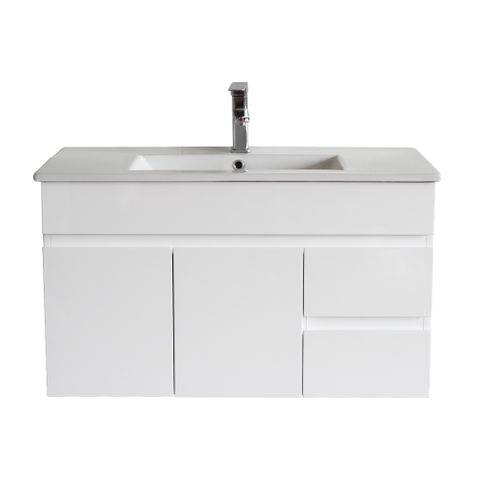 Pavia Cabinet Wall Hung with Ceramic Top - Right Hand Drawers 900x460