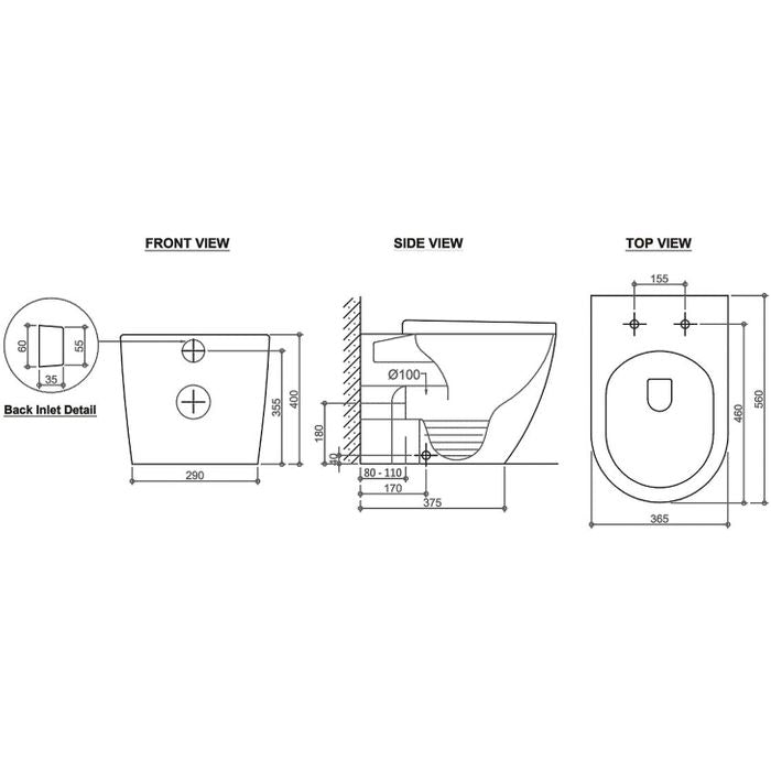 Voghera Rimless Wall Faced Pan with R&T