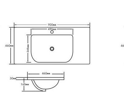 D Shape Ceramic Top 900x460