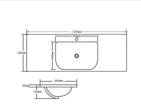 D Shape Ceramic Top 1200x460