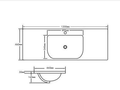 D Shape Ceramic Top 1200x460