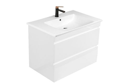 600 Wall Hung Cabinet Gloss White Draw with Ceramic Top