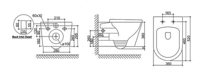 Alzano Wall Hung Pan R&T Set