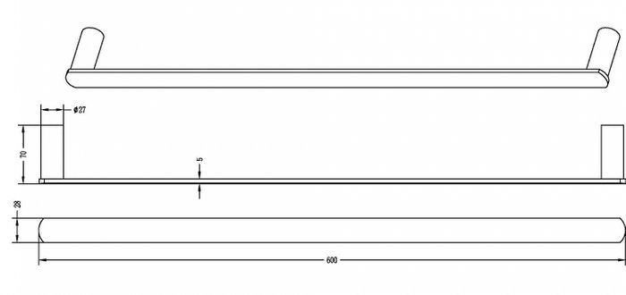 Vetto Single TowelRail 600 GM