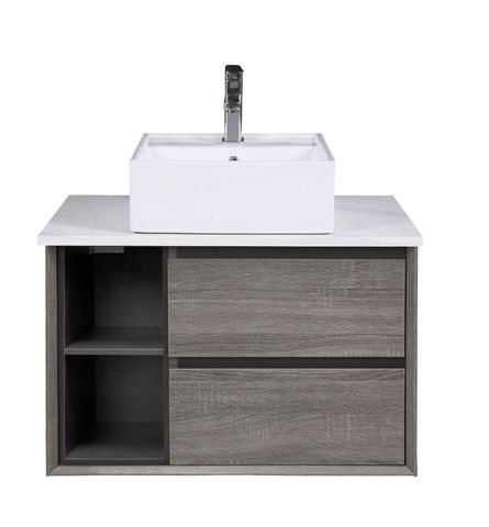 750 Grey Wall Hung Vanity Cabinet - with Stone