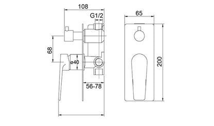 Zevio Wall Diverter Mixer Gun Metal