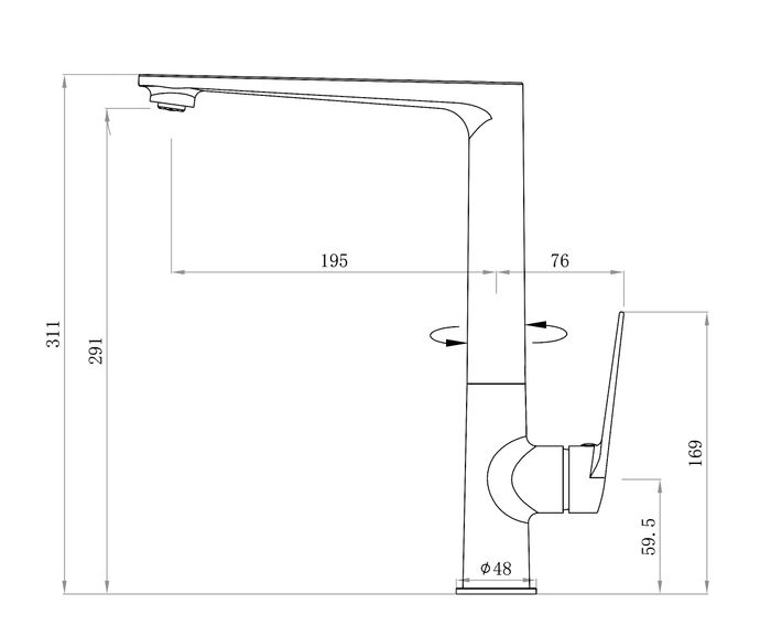 Zevio Sink Mixer Gun Metal