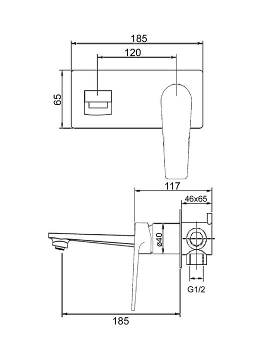 Zevio Wall Basin Mixer Gun Metal