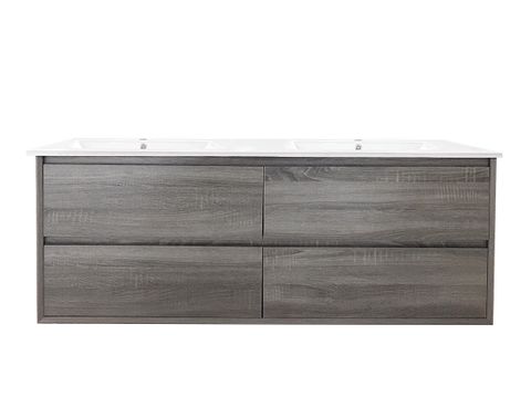 Max 1500 Wall Hung Grey Vanity with Slimeline Ceramic Top