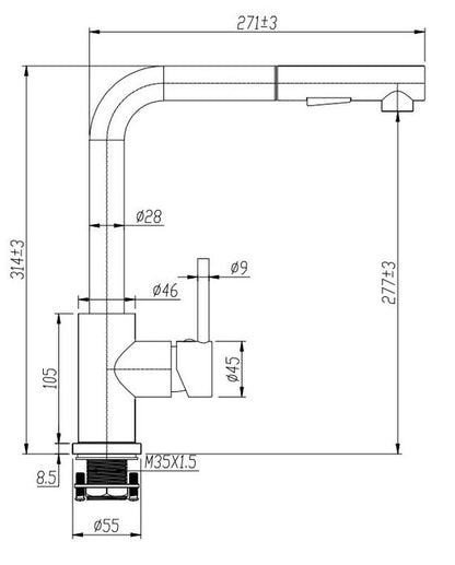 Pull Out Kitchen Mixer Chrome